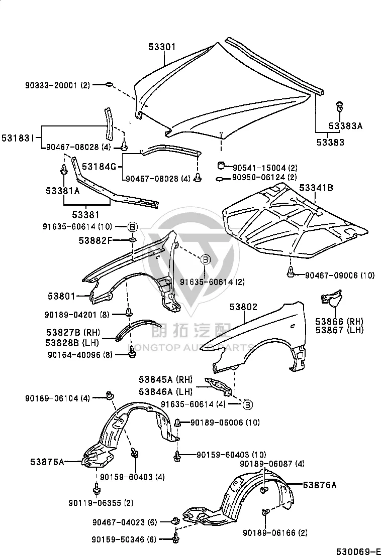 Snap Fastener 90467-08101 for Toyota CRESSIDA