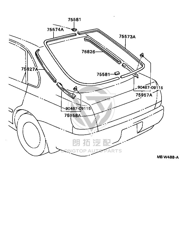Tail Lamp Assembly Clip 90467-09115 for Toyota Corona, Townace & Yaris