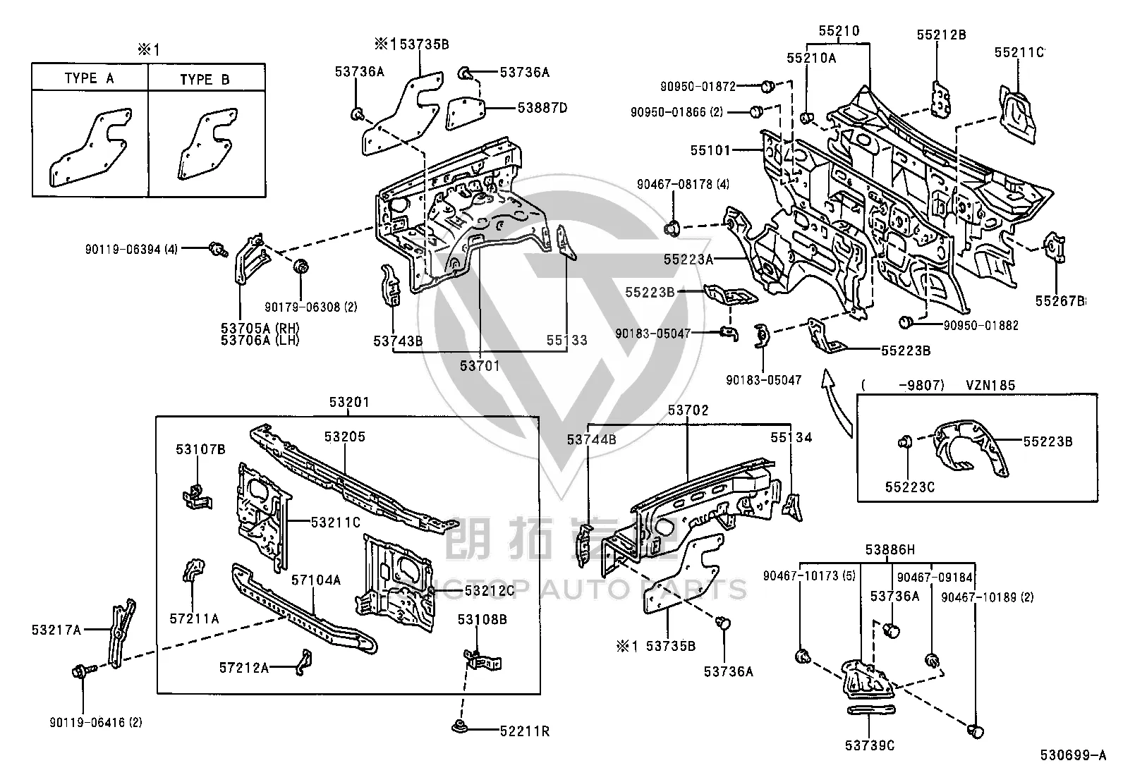 Clip 90467-10189 for Toyota 4RUNNER, Land Cruiser 100 & Land Cruiser 90