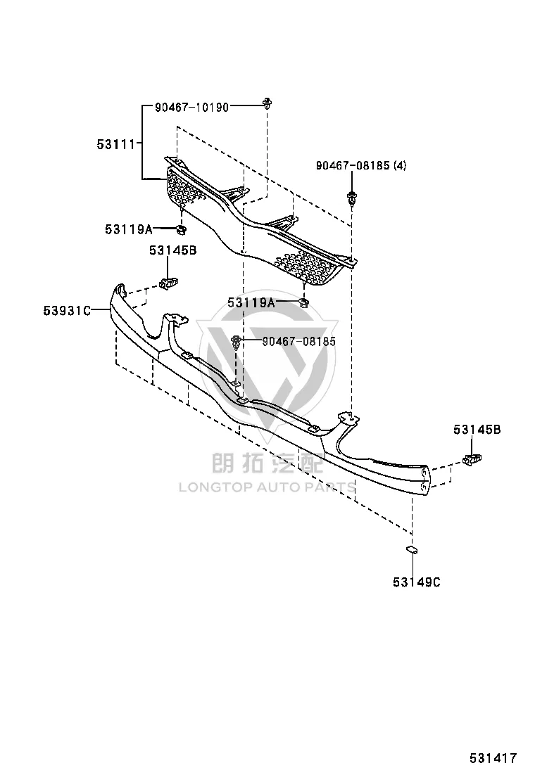 Clip 90467-10190 for Toyota Brevis, FUN Cargo & Mark 2 WG