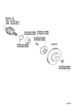Front brake disc (right) 43512-02230 for Toyota Corolla