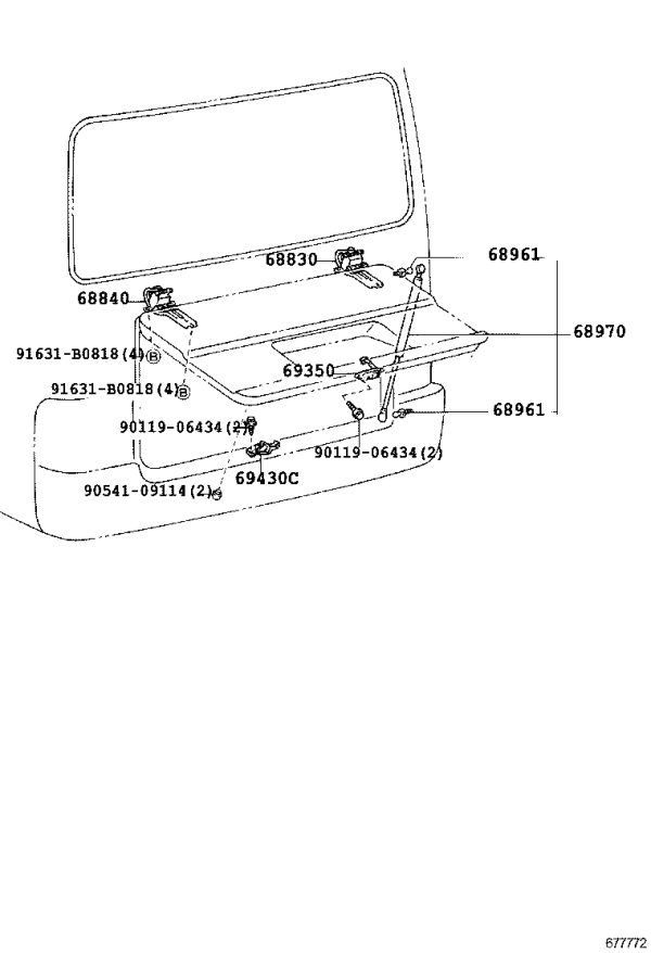 Tailgate Bumper 90541-09114 for Toyota Coaster