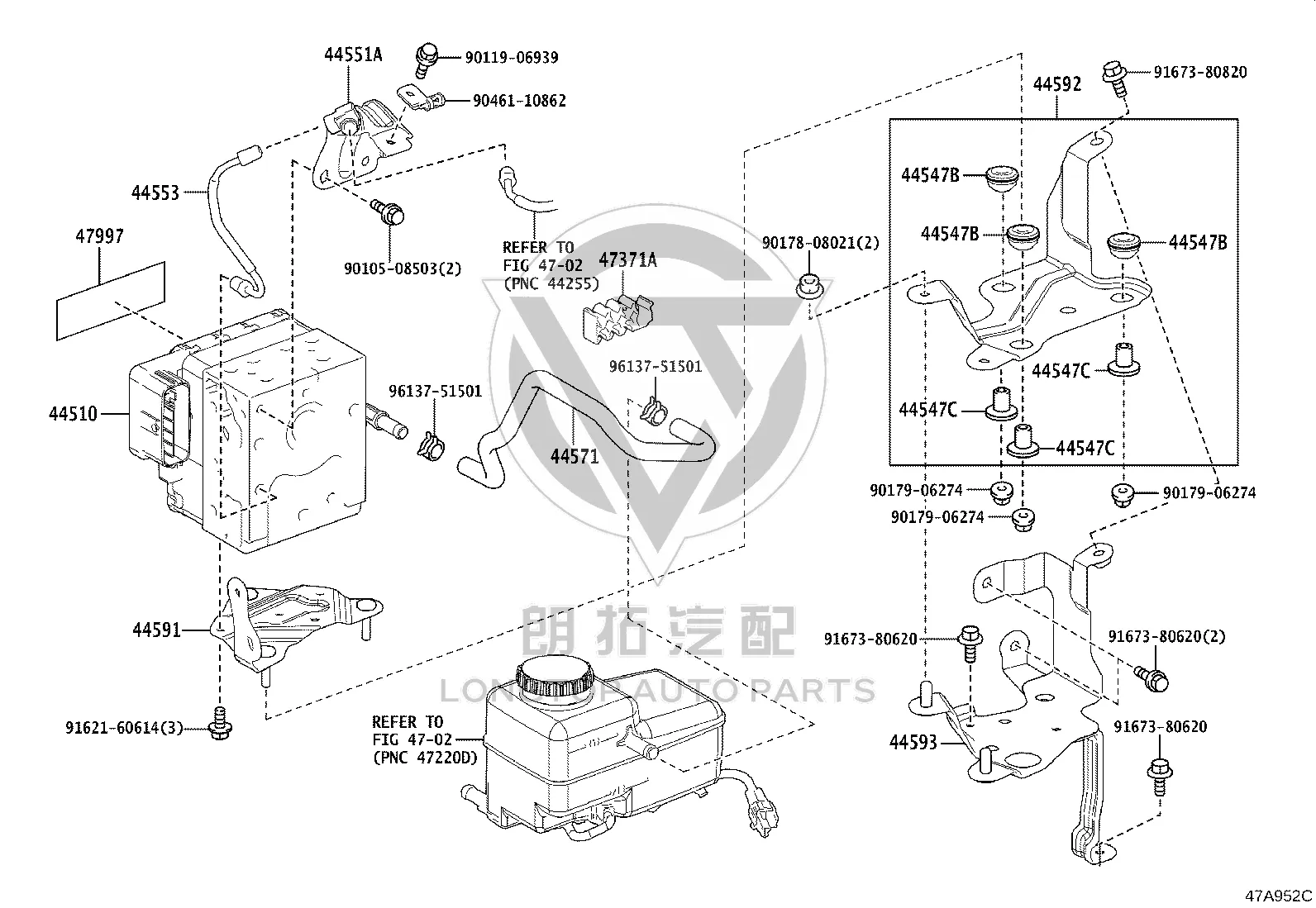 Spacer for brake actuator bracket 90561-08061 for Toyota Century