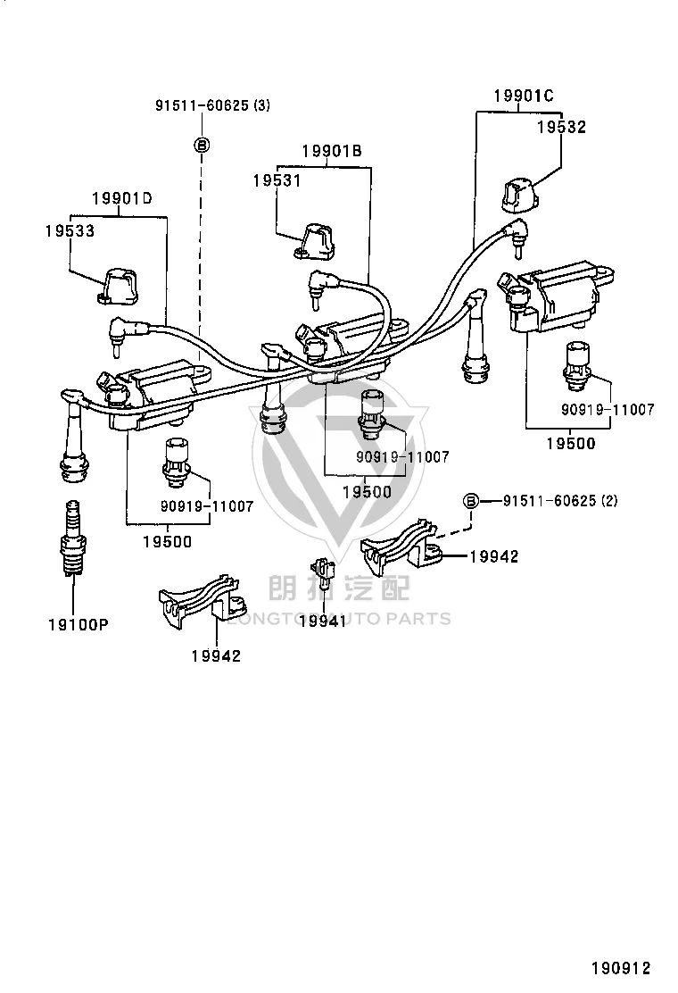 Spark Plug Wire Set 90919-15457 for Toyota Crown