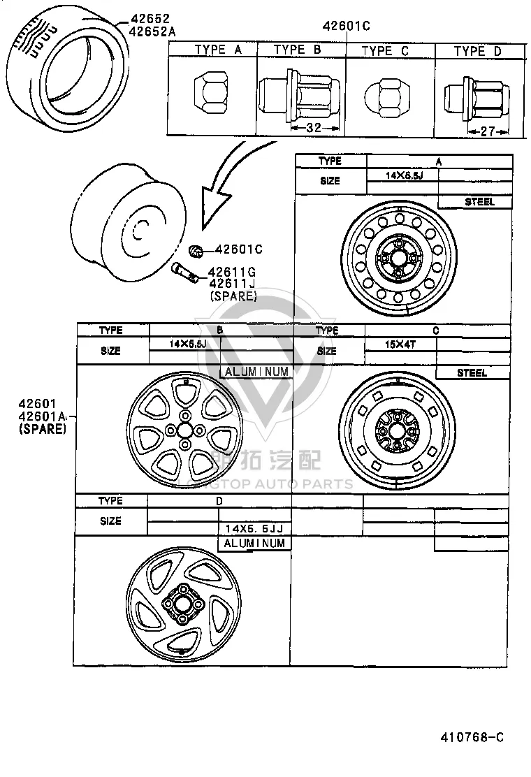 Wheel Nut 90942-01083 for Toyota CORONA