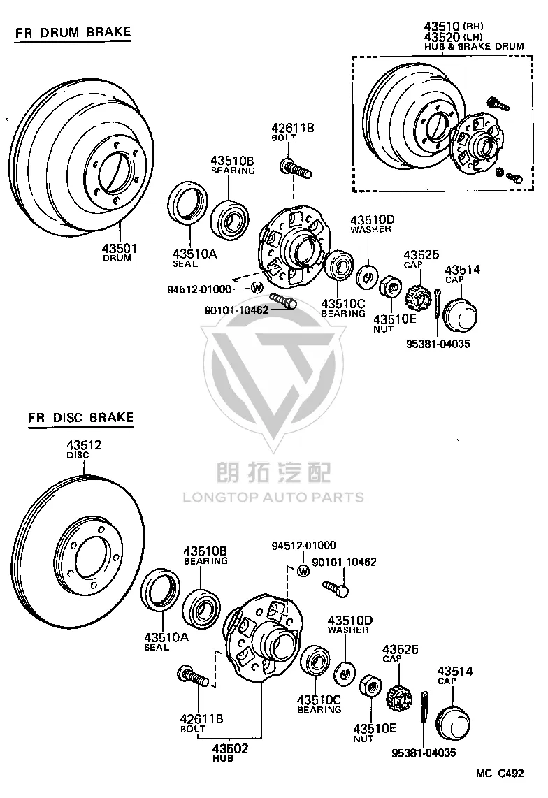 Front Wheel Stud Bolt 90942-02058 for Toyota Dyna