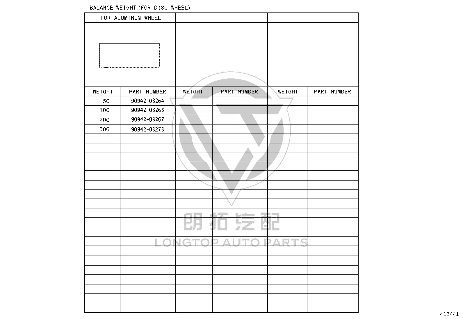 Wheel Balance Weight 90942-03267 for Toyota 4RUNNER