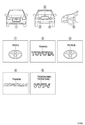 Tail Cover Logo 90975-02179 for Toyota Corolla