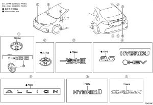 Tail Cap Wordmark 75441-02490 for Toyota AVALON
