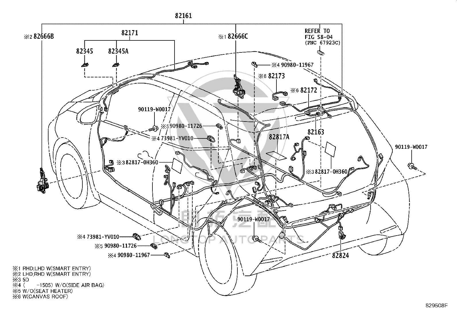 Wire Harness Connector 90980-11967 for Toyota Corolla