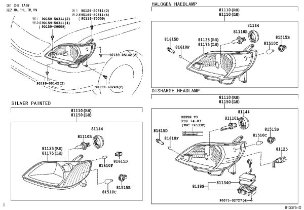 Headlamp low beam bulb 90981-20007 for Toyota Corolla