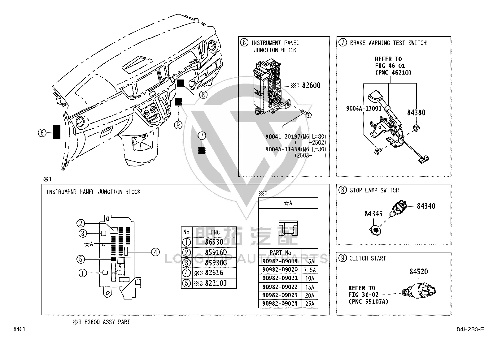 Luggage Compartment Fusible Link 90982-08298 for Toyota AGYA