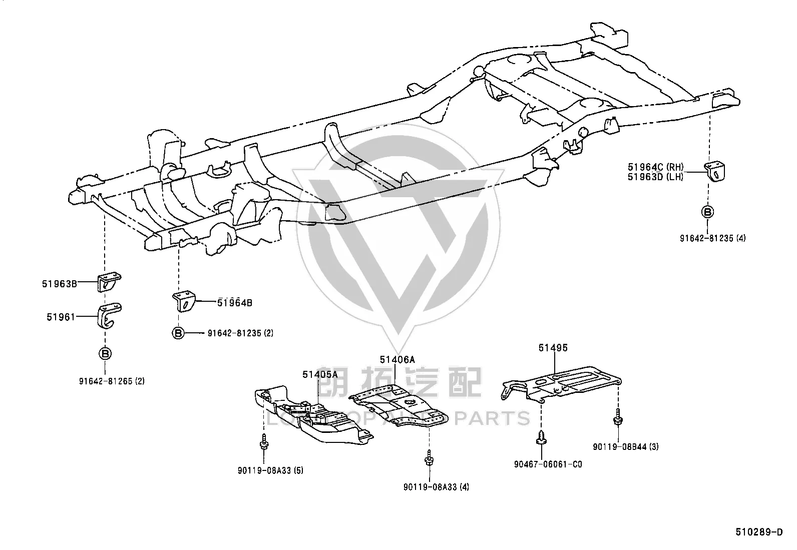 Bolt with Washer 91642-81265 for Toyota 4RUNNER, Land Cruiser 90 & Land Cruiser Prado