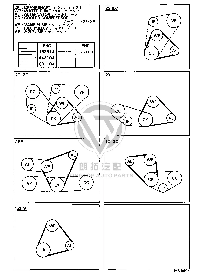 Steering Pump Belt 99364-80830 for Toyota CORONA