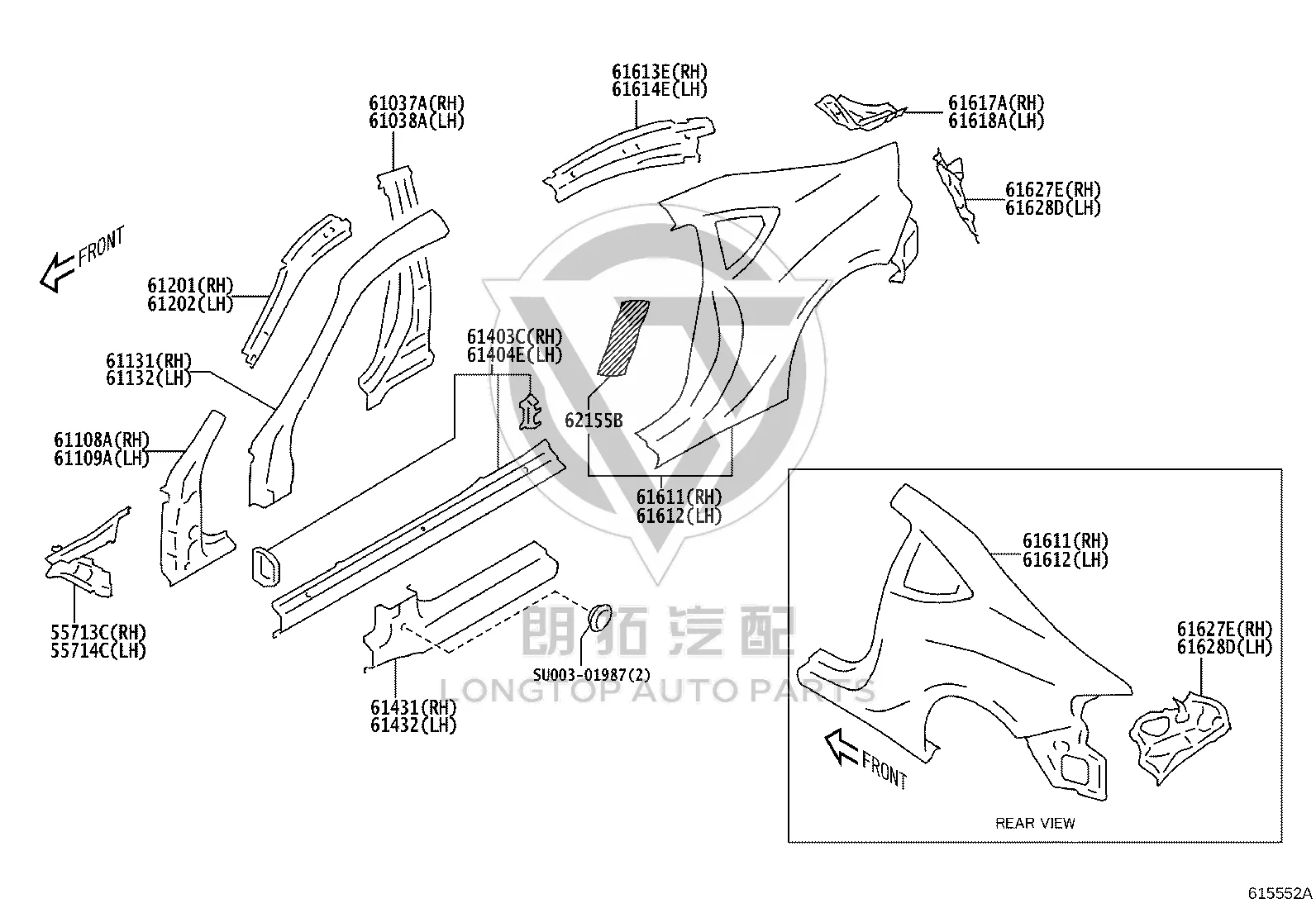 Rear Quarter Panel Left SU003-01248 for Toyota 86