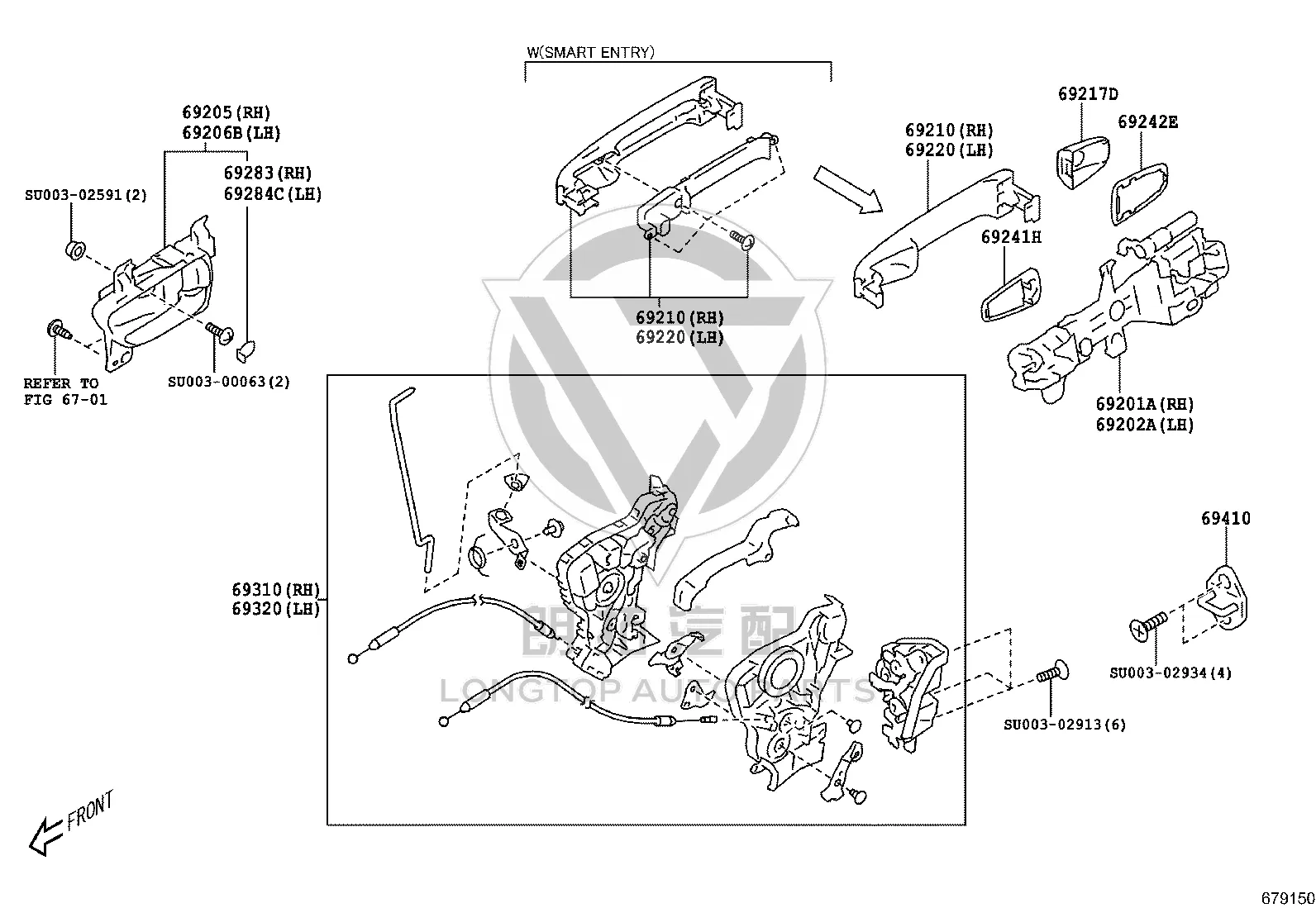 Front Outer Door Handle Right SU003-05921 for Toyota 86